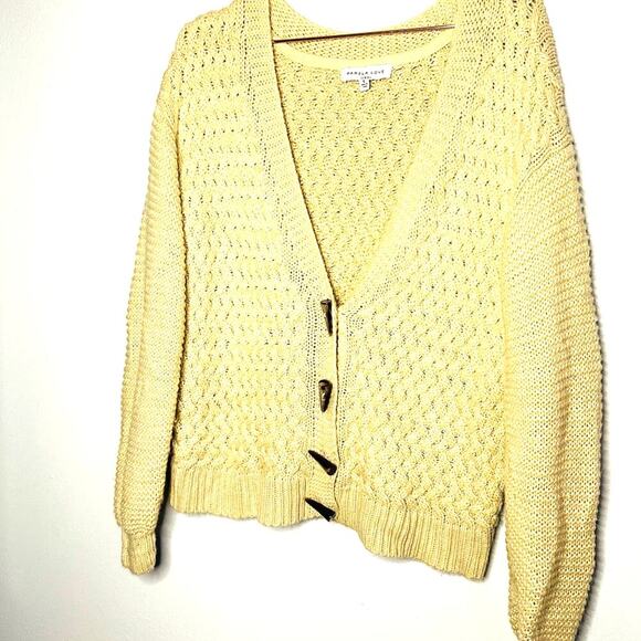 Pamela Love Beige Off-White Knit Fisherman Button Front Sweater Size Small - Picture 2 of 10